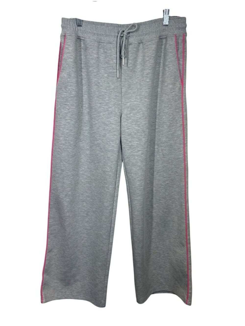 RIVIR Gray Lounge Pants Women’s XL Pink Stripe Drawstring Relaxed Fit Athleisure